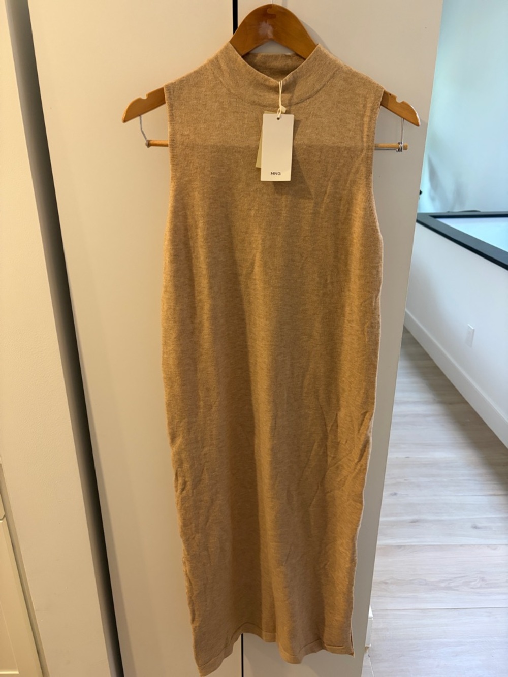 Mango Sleeveless Maxi Dress in Camel Tan